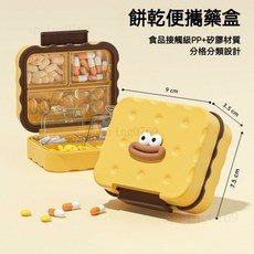 餅乾造型便攜藥盒 分格分類設計 食品級材質, 1個, 香腸奶酪便攜藥盒