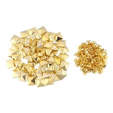 리벳 장식 스크랩북 50 사각형 스터드 신발 모양 스파이크 단추 고정 세트 금속 가방, gold, 9mm, 1개, Color: 1. gold / Size: C. 9mm
