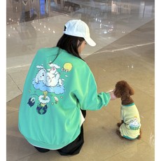 더이브 강아지커플 애견커플 클라우드 맨투맨/올인원, 1개, 올인원 옐로우