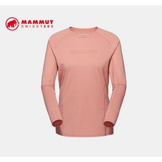 MAMMUT Selun FL 女長袖圓領排汗LogoT恤 - 石英粉