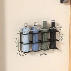 현대적인 미니멀리스트 벽걸이 우산 보관대 현관 우산꽂이 스탠드 금속 접이식 보관 선반, 7. 검정색 4구 후크 없음 [무흔 접착 스티커 증정], 1개