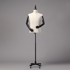 服裝模特道具男半身包佈人臺假人模特櫥窗展示陳列架人體模特架 服飾模特兒 假人模特兒 擺攤人檯模特兒 人形模特兒, 米白色麻布黑塑料手萬向輪