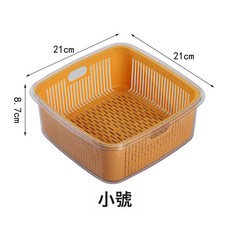 廚房雙層瀝水籃洗菜盆帶蓋洗水果果蔬籃水果盤濾水藍子收納籃, 黃色小號無蓋:如圖, 1個