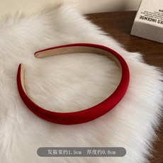 高級感復古紅色細款海綿髮箍女秋冬高顱頂壓發洗臉頭箍氣質髮飾品時尚配飾小清新簡約風女生新年配飾, 1個, 復古紅