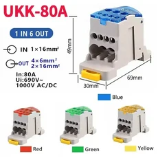 UKK 단일 극 터미널 정션 박스 80A 125A 원 인 다중 출력 분배 Din, 01 4 PCS, 01 Red, 12 80A