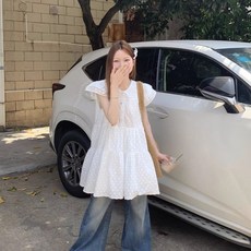 해피유통유니크 디자인 스커트핏 반팔 티셔츠 여성 여름 롱기장 레이어드 상의