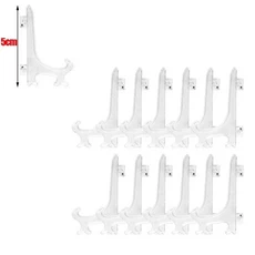 명확한 플라스틱 아크릴 이젤 테이블 탑 플레이트 홀더 접시 그릇 랙 사진 그림 프레임 스탠드 스토리지 홈 인테리어, 12PCS, Transparent-5cm