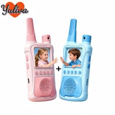 Yuliva 휴대용 생활무전기 야외활동 가정 영상통화 워키토키, 블루+핑크