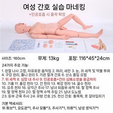 간호실습 인체 모형 관절고무밴드 간호 교육 실습 용 모델 교부재 훈련 간병인을 요양보호사, 생식 교환 여성 간병인 + 가슴 기복, 1개