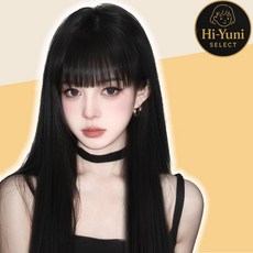 하이유니 [내머리같은] 트렌디 시스루 뱅 스트레이트펌 롱 헤어 통가발 60cm, 1개, 챠콜블랙