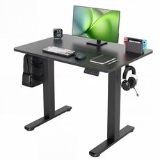 1인용 모션데스크 전동 높이조절 소형 스탠딩 컴퓨터책상 공부 사무 게이밍책상, 블랙