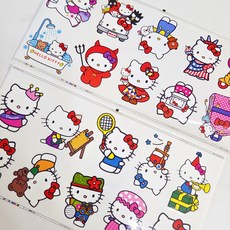 1+1 방수스티커 헬로키티 판스티커 pvc 리무버블 조각스티커 캐릭터스티커 노트북스티커 대형스티커 산리오, 1개, 헬로키티(종류별1장씩 총2장)