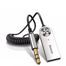 Baseus BA01 車用藍牙音源線 3.5mm AUX 轉藍牙接收器 適用手機/平板/筆電, 黑色