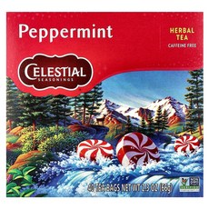 Celestial Seasonings 허브차 페퍼민트 카페인 무함유 티백 40개 66g(2.3oz) Seasonings (셀레스티얼 시즈닝), Celestial Seasonings, 허브차, 페퍼민
