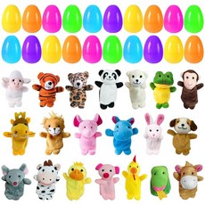 동물 손가락 인형으로 채워진 미리 채워진 부활절 달걀 20개 부활절 바구니 스터퍼 미리 채워진 미니 손가락 플러시 부활절 달걀 사냥 파티 선물 서프라이즈 부활절 선물