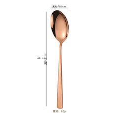 HYLSS 304不鏽鋼餐具公用勺子乾飯勺餐厅分菜勺食堂長柄調羹勺, 1個, 304公用勺-玫瑰金:如图所示（3129）
