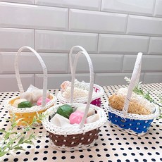 미니 손잡이 컬러 지사 바구니 1P ( 명절 추석 떡 간식바구니 떡만들기 부활절 계란 바스켓 단체 선물 떡바구니 답례품 꽃바구니 ), 타원 직사각 랜덤