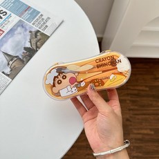 蠟筆小新湯匙叉子套裝，陶瓷刀叉搭配便當盒，上班族學生送禮首選, 1個, 經典小新 咖啡色