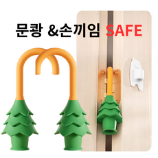 정품 [1+1] 문쾅 손끼임방지 트리모양 실리콘 문틈 도어스토퍼, 1개, 그린+그린