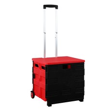 쇼핑 접이식 카트 휴대용 장바구니 캠핑카트, 블랙레드(대-2륜)