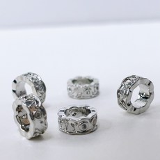一代水晶 64號雕紋隔珠 銀色合金電鍍 立體紋理 手作DIY飾品材料, 1個, 銀色