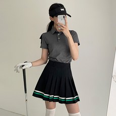 [순이야] 여성 잔체크 소매 포켓 카라 반팔