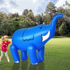 코끼리 분수 튜브 욕실 풍선 분수대 풀장 야외 물놀이, 1개, 블루