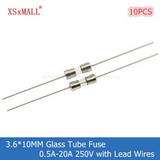 유리관휴즈 자동차 퓨즈 세트 10개입 3.6x10mm 고속/저속 유리관 리드선 포함 0.5A 1A 1.5A 2A 2.5A 3A 3.15A 4A 5A 6.3A 8A 10A 15A 2, [01] Fast Blow F, [16] 3A