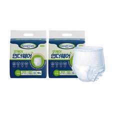 굿케어 남녀공용 언더웨어 팬티형 성인기저귀 노인 환자용 요양원 기저귀, 2개, 10개입