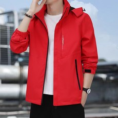 大尺碼素面薄款連帽防風防水衝鋒外套，男士戶外休閒必備，輕盈透氣舒適有型