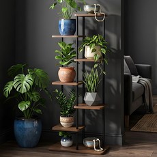 CK리빙 거실 화분 정리대 인테리어 거치대 선반, 7단, 블랙월넛