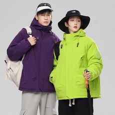 情侶新款加絨沖鋒衣 戶外加厚防風防水棉衣 運動外套登山服