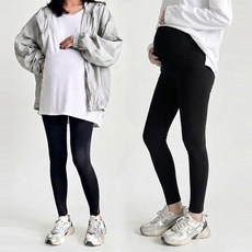 (1+1) 임산부 무압박 레깅스 사계절 부드럽고 신축성 좋은 10부 쫄바지 2장세트