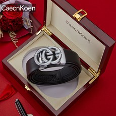 【奧特萊斯】CaecnKoen男士皮帶 真皮長腰帶 高品質新款皮帶 自動扣腰帶 商務休閒 純牛皮高檔奢侈品褲腰帶男