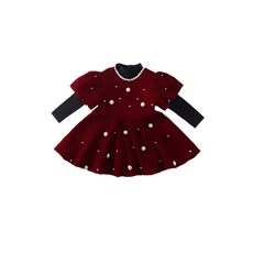 슈슈아리 눈꽃 레드 원피스 2종세트 아동 여아 크리스마스의상 이너티 세트구성