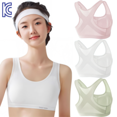 코코몽드 시원한 히알루론산 원단 사용한 여학생 성장기 2단계 바른자세 노와이어 스포츠브라 3종세트 #2508
