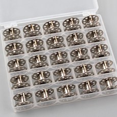 가정용 미싱보빈 북알 실토리 밑실+보관함세트, 1세트, 가)쇠보빈(25P+케이스)