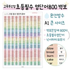 교육부 선정 초등필수 영단어 800 벽보 학습벽보 영어벽보 영어포스터, A1사이즈