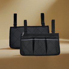 인밸 휠체어 사이드 보조가방 1+1 걸이형 포켓 다용도주머니, 1세트, 블랙