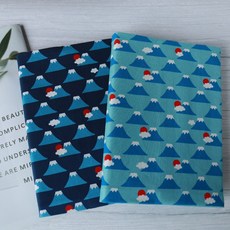 【富士山】書衣書套，可調式布書衣，秋葉手作，雙色可選，保護書籍，增添閱讀樂趣, 1個, 藍綠色,20K(適合23x17cm書本)