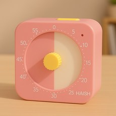 하이쉬 무소음 뽀모도로 공부 타이머 시계 V7, 1개, 핑크