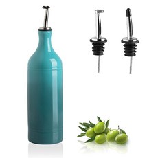 Sweejar 세라믹 올리브 오일 디스펜서 병 불투명 오일 크루트는 산화를 줄이기 위해 오일을 보호합니다. 오일 식초 커피 시럽 및 기타 액체 보관에 적합 1팩 500, 그라데이션 블루