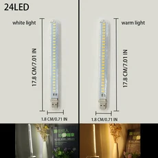 GEEKI USB 라이트 램프 휴대용 미니 조명 북라이트 노트북 PC 독서등 LED 야간 룸 장식 테이블 책상 손전등 보조베터리 캠핑 독서, [01] 24LED Book Light, [01] 1PCS White