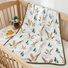 Breling Silly Goose 모슬린 아기 담요 여아 남아용 100% 면 침대 유아 유아용 101.6 x 91.4cm40 36인치 부드럽고 가벼운 아기방 포대기 1585, 청둥오리