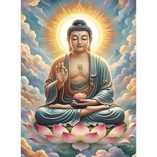 호우맘 액자 캔버스형 보석십자수 DIY 키트 40 x 50 cm, 1개, HM-129 석가모니