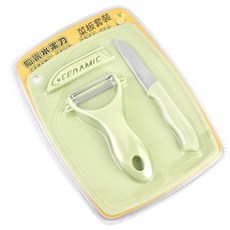 陶瓷水果刀切菜板套裝, 不鏽鋼 綠色, 1個