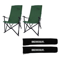 원스위크라이프 롱 릴렉스 캠핑의자 특대 + 전용수납가방, 블랙 프레임, 카키 x 2개