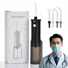 [KC인증] ORALCARE 아이얼 휴대용 무선 구강세정기 (아쿠아픽) + 4종 노즐 + IPX7 방수, 블랙, HF230A