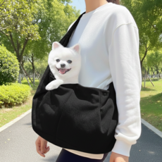 에블모어 포근포근 어깨편한 강아지 슬링백, 1개, 블랙