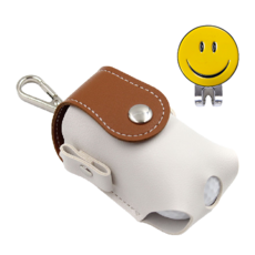 Clickers 防水高爾夫球收納包+笑臉帽夾, 棕色 白色